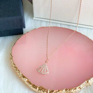 14K gold vermeil on 925 sterling Diamond-encrusted Rose Gold explosion necklace